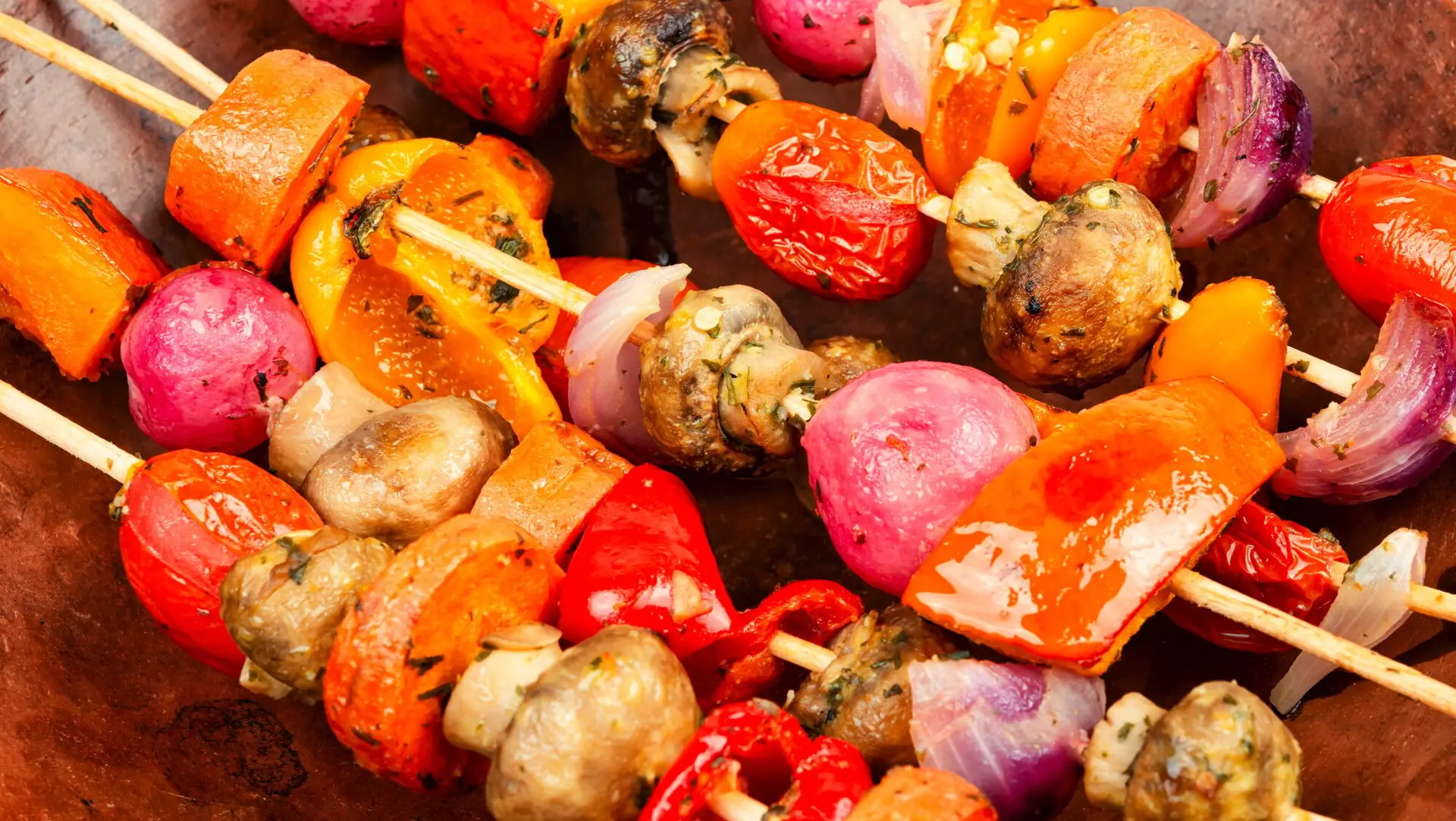 Grilled veggie skewers.